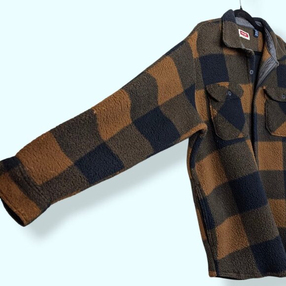 Wrangler Brown Plaid Fleece Button Jacket - Picture 3 of 8